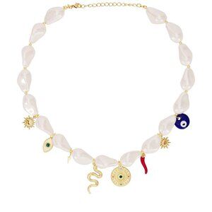 petit moments Spicy Charm Necklace in Pearl choker evil eye pepper gold